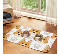 Cute Dog Face Paw Prints,Waterproof Pet Feeding Mat,PU Leather Placemats for Cat Dog Water Bowl,Food Mats,40x60cm