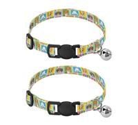 Cute Dog Faces Breakaway Cat Collars with Bell 2 Pack Small Dog Collar Adjustable 10.6 to 17.1 Inches
