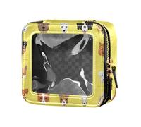 Cute Dog Faces Cartoon Samoied Yellow Transparent Makeup Bag Small Toiletry Bag Cosmetic Bags for Women, Multi, 1 Size, Colourful, multi-coloured, 1 size, Colorful