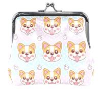 Cute Dog Faces Dot Personalized Coin Purse for Men Women Leather Buckle Kiss Lock Card Change Purse for Girls, Cute Dog Faces Dot, Classic