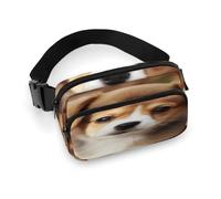 Cute Dog Fanny Pack Belt Bag with Adjustable Strap Fashion Waist Bag for Outdoor Sports Hiking, white, 20x13cm, Full Printed Waist Bag