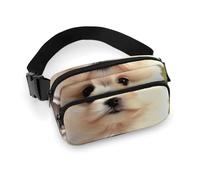 Cute Dog Fanny Pack for Women Men Waist Bag Belt Bag Adjustable Casual Bag for Travel Sports Hiking, white, 7.9x5.1inches