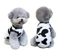 Cute Dog Fleece Vest Jacket Pullover Tank Top Attire Cold Weather Clothes Soft Warm with Leash Ring Cow Pattern Costume Outfit Cow Print Puppy Pajamas (Black & White, X-Large)