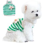 Cute Dog Floral Vest Stripes Shirt Pajamas Spring Summer Scent Daisy Flower Dog Ruffled Clothes Pullover Small Medium Cats Fashion Apparel (Green & White, X-Large)