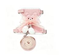 Cute Dog Harness and Leash Set - Cartoon Rabbit Dog Harness, Easy Adjustable No-Choke Lightweight Breathable Vest for Puppy Small Dogs Cats Outdoor Walking (Pink, S)