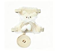 Cute Dog Harness and Leash Set - Cartoon Rabbit Dog Harness, Easy Adjustable No-Choke Lightweight Breathable Vest for Puppy Small Dogs Cats Outdoor Walking (Beige, S)