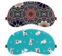 Cute Dog Head and Paws 2-Pack Light-Blocking Soft Breathable Eye Masks with Eye Patches and Sleep Masks