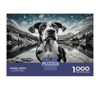 Cute Dog Heavyweight Paper Dog Black & White Mountain Scene Jigsaw Puzzle Interactive Relaxing Activity 52x38cm/1000pcs