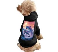 Cute Dog Hoodie,Skin-Friendly & Soft Sweatshirt for Puppy,Cat, Small/Medium/Large Dogs (XS to 2XL) Dolphins Art Printed Dog Clothes Ideal for Indoor & Outdoor Use