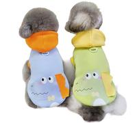 Cute Dog Hoodies Pullover 2Pcs Soft Cartoon Crocodile Pattern Puppy Clothes Shirt Outfits Cat Kitten Cold Weather Winter Sweatshirt Pet Pajamas Jacket (Blue Orange + Green Yellow, X-Small)