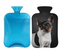 Cute Dog Hot Water Bottle with Cover, Toy Fox Terrier Dog 2L Hot Water Bag for Pain Relief, Neck Soft and Shoulder, Hand Feet Warmer, Hot and Cold Compress for Adult Kids