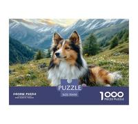 Cute Dog Impossible Hard Challenging 1000 Pc Jigsaw Puzzle - Collie on Hillside Recycled Paper for Home Wall Decor70x50cm/1000pcs