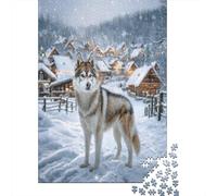 Cute Dog Jigsaw Puzzle Dog in Snowy Landscape Puzzle for Adults Impossible Hard Difficult Challenging Made in Italy 70x50cm/1000pcs