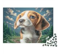 Cute Dog Jigsaw Puzzle Educational Game: Beagle Puppy in Forest for Adults Teens Age 12 Years Up 38x26cm/1000pcs
