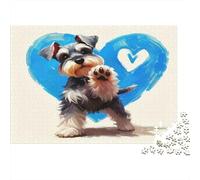 Cute Dog Jigsaw Puzzle Yorkie with Heart 1000 Pieces 100% Recycled Board for Couples Logic Skill Party Game 52x38cm/1000pcs