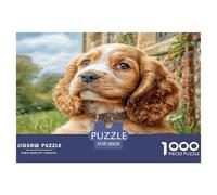 Cute Dog Jigsaw Puzzles 1000 Piece Recycled Paper Cocker Spaniel Lying on Grass for Adults Educational Game Decompression Hard Difficult Challenge 38x26cm/1000pcs