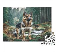 Cute Dog Jigsaw Puzzles for Adults: German Shepherd in Forest Educational Games for The Whole Family Women 38x26cm/1000pcs