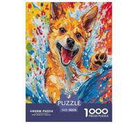 Cute Dog Jigsaw Puzzles Puzzle for Adults Kids. 1000 Piece Whimsical Challenge Toy Educational Game Home Decoration for Adults& Kids Age 14 Years Up 38x26cm/1000pcs