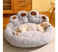 Cute Dog Kennel Mattress, Warm Pet Dog Bed, Dog Bed Cat Pet Sofa Cute Bear Paw Shape Cozy Cozy Pet Sleeping Bed, Soft Fluffy Faux Fur Cat Cushion Dog Bed for Small, Medium, And Large Dogs,Gray,3XL