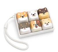 Cute Dog Keycap Fidget Toy PBT Mechanical Key Switch Bag Keyring, 6 Keys