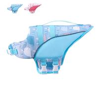 Cute Dog Life Jacket Leash Ring Rescue Handle Adjustable Pet Swim Vest Puppy Flotation Device High Visibility Watermelon Whale Print 50N + Buoyancy (Blue, Small)