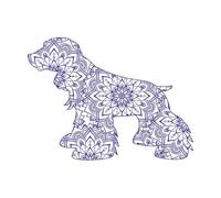 Cute Dog Mandala ing Design Wall Vinyl Sticker Decor 49.4x66.3cm Equipped with Transfer Film kit DarkBlue