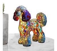 Cute Dog Night Light - Colorful Resin Stained Glass Dog Lamp | USB Rechargeable Pug French Bulldog Tabletop Night Light | Adorable LED Table Lamps for Home Bedroom Decor (A)