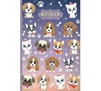 Cute Dog Notebook | 120 Pages | Wide Ruled Notebook | Size A5 6x9 “ For kids, teens, adults, work, note taking, office use, stationery, everyday notepad, super fun cute dog design, dog lover notepad