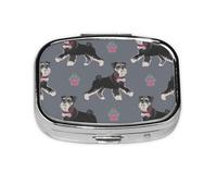 Cute Dog of Schnauzer Animal,Meta Pill Box 2 Compartment Medicine Case,Portable Organizer
