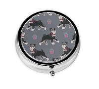 Cute Dog of Schnauzer AnimalMeta Pill Box 3 Compartment Medicine Case,Portable Organizer