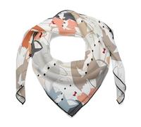 Cute Dog Or Foxy Fox Wolf Square Bandana Multipurpose Satin Wrap Neck Scarves Comfortable Head Scarf for Women's Hair