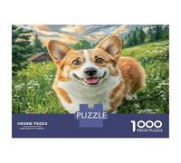 Cute Dog Paper Corgi in Green Meadow Jigsaw Puzzle Set for Adults Educational Gift Relaxing Activity 52x38cm/1000pcs