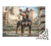 Cute Dog Paper Miniature Pinscher by Medieval Castle Steps Jigsaw Puzzle for Kids 12+ Fun 70x50cm/1000pcs