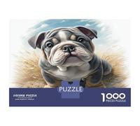 Cute Dog Paperboard Bulldog Puppy Portrait Classic Jigsaw Puzzle Interactive Boredom Buster 52x38cm/1000pcs