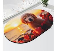 Cute Dog-Patterned Floor Mat, 3d Illusion Rug, Instant Water Absorption, Safe and Non-slip, for Entryway, Living Room, Bathroom, Bedroom(Red6,Medium)