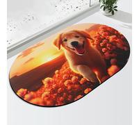 Cute Dog-Patterned Floor Mat, 3d Illusion Rug, Instant Water Absorption, Safe and Non-slip, for Entryway, Living Room, Bathroom, Bedroom(Red2,Medium)