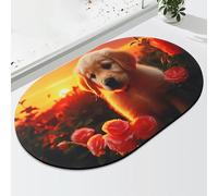 Cute Dog-Patterned Floor Mat, 3d Illusion Rug, Instant Water Absorption, Safe and Non-slip, for Entryway, Living Room, Bathroom, Bedroom(Red3,Small)