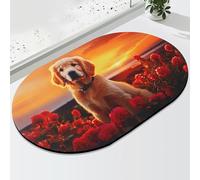 Cute Dog-Patterned Floor Mat, 3d Illusion Rug, Instant Water Absorption, Safe and Non-slip, for Entryway, Living Room, Bathroom, Bedroom(Red5,Large)