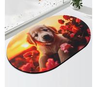 Cute Dog-Patterned Floor Mat, 3d Illusion Rug, Instant Water Absorption, Safe and Non-slip, for Entryway, Living Room, Bathroom, Bedroom(Red4,Medium)