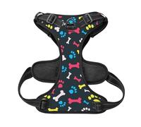Cute Dog Paw No Pull Dog Harness Adjustable Soft Padded Pet Vest with Easy Control Handle Large