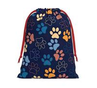 Cute dog paw Print Drawstring Gift Bags For Christmas,Holiday Party Gift Wrapping Bag Assorted Sizes