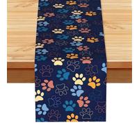 Cute Dog Paw Print Farmhouse Table Runner Washable Dining Table Decor For Dresser Office Banquet 33x183cm
