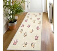 Cute Dog Paw Print Runner Rug for Hallway, 60x150, Cartoon Pet Paws Pattern Throw Rug Entrance Light Yellow Decor Carpet, Washable Non-Slip Rugs Runners for Living Room Bedroom YD603