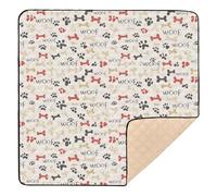Cute Dog Paw Prints Bones Baby Play Mat for Floor, 50x50 inch Playpen Mat,Thicken Soft Non-Slip Tummy Time Mat for Toddlers and Infants