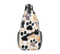 Cute Dog Paw Prints Print Adjustable And Padded Shoulder Strap Chest Bag, Sling Bag For Travel, Work & Daily Use