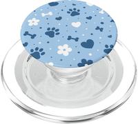 Cute Dog Paw Prints Puppy Lover Blue Pattern PopSockets PopGrip for MagSafe