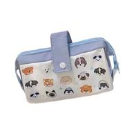 Cute Dog Pencil Case Cartoon Canvas Pen Holder Large Capacity Animal Pencil Box School Supplies 11.81x7.87x1.97inch- Puppy