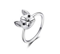 Cute Dog Pitbull Bull Dog 925 Sterling Silver Plated Ring for Men Women Gothic Statement Hip Hop Biker Men's Fashion Pinky Thumb Punk Animal Rings Jewelry Pet Lovers Gifts Size 6 to 9(US 7)