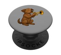 Cute Dog Playing Trumpet, Funny dog trumpet PopSockets Adhesive PopGrip