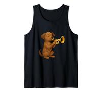 Cute Dog Playing Trumpet, Funny Dog Trumpet Tank Top